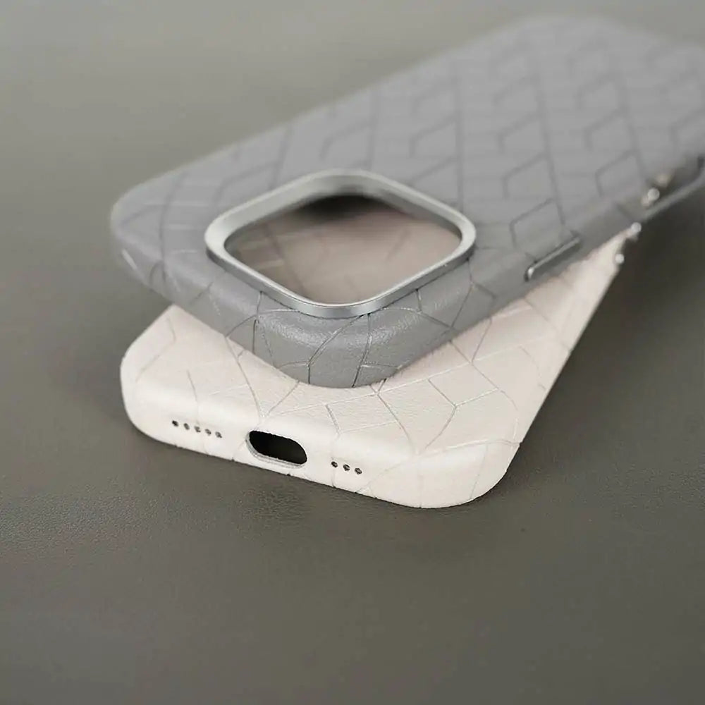 Metal frame plain leather Magnetic phone case suitable for iPhone 11, for iPhone 12~16 series, for Samsung S24~S25 series